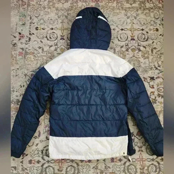 Columbia Mens Vintage Classic Navy Pullover Puffer Winter Hooded Jacket, sz SM - Picture 4 of 17